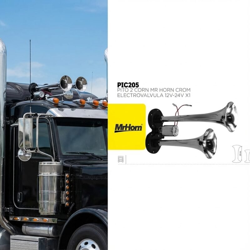 PIC205 PITO 2 CORN MR HORN CROM ELECTROVALVULA 12V-24V X1