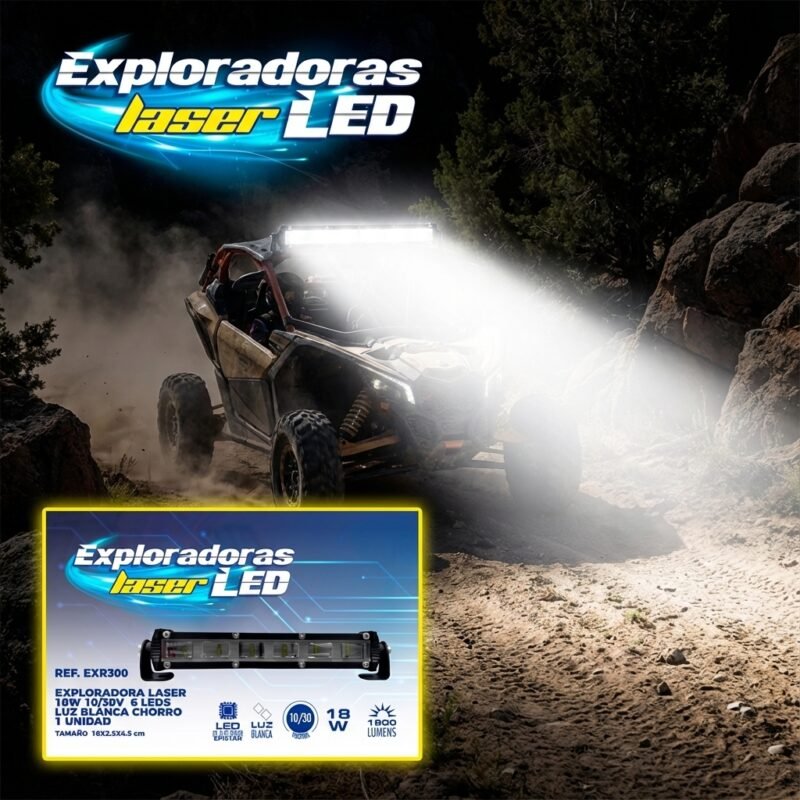 Exploradora Barra Laser LED 18W 1800 Lúmenes Luz Blanca Profundidad