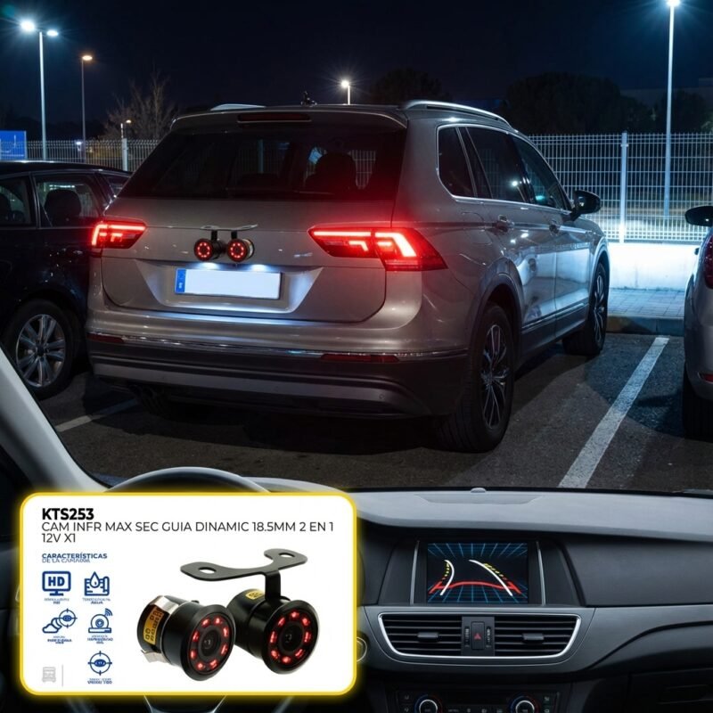 Cámara Reversa Infrarroja HD Guía Dinámica 2 en 1