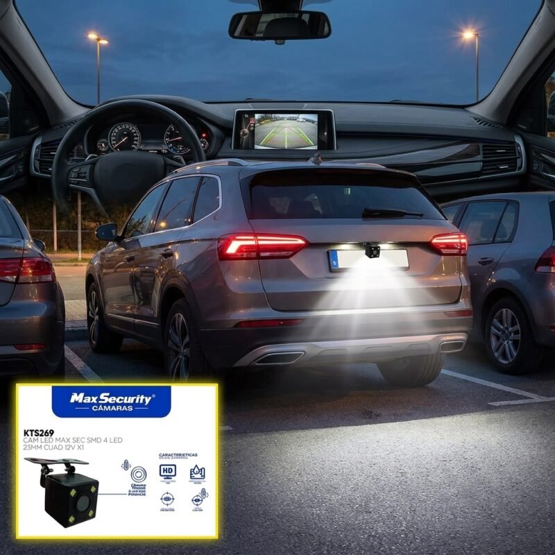 Cámara Reversa Cuadrada 4 LED SMD Iluminación HD