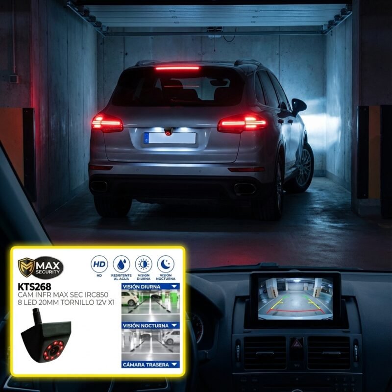 Cámara Reversa Montaje Tornillo 8 LED Infrarroja HD