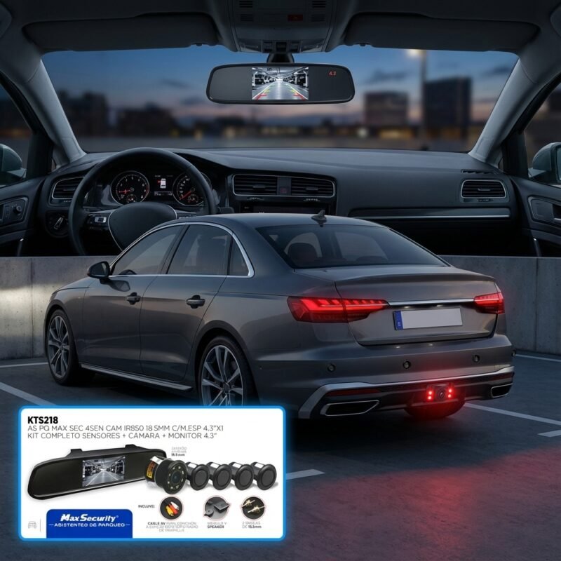 Kit Completo Sensores Cámara y Monitor Espejo 4.3 Pulgadas