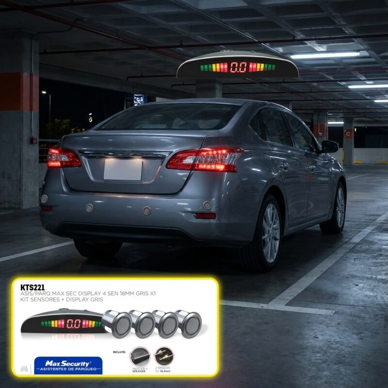 Kit Sensores de Reversa 4 Puntos Display LED Gris